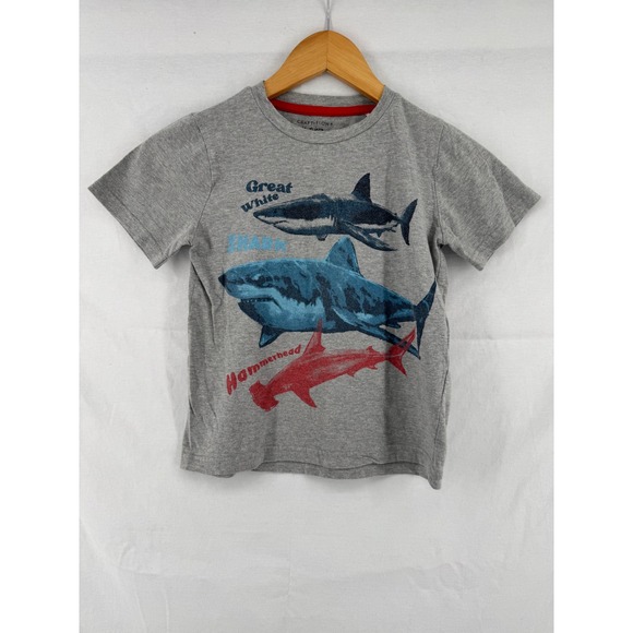 Craft + Flow Other - Craft + Flow Boys Shark Graphic Tee Gray Short Sleeve Cotton T-Shirt Size M 5
